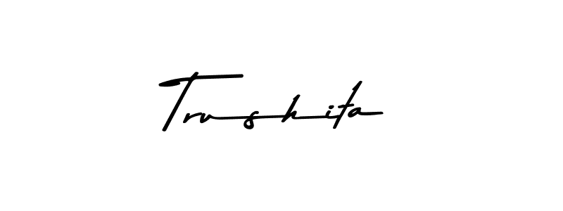 This is the best signature style for the Trushita name. Also you like these signature font (Asem Kandis PERSONAL USE). Mix name signature. Trushita signature style 9 images and pictures png
