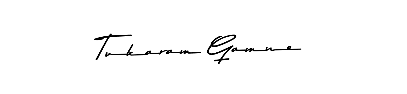 Make a beautiful signature design for name Tukaram Gamne. With this signature (Asem Kandis PERSONAL USE) style, you can create a handwritten signature for free. Tukaram Gamne signature style 9 images and pictures png