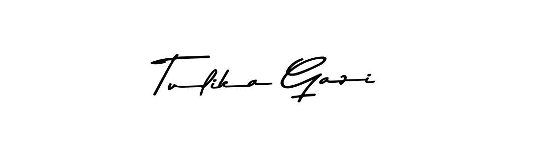 Make a beautiful signature design for name Tulika Gazi. With this signature (Asem Kandis PERSONAL USE) style, you can create a handwritten signature for free. Tulika Gazi signature style 9 images and pictures png