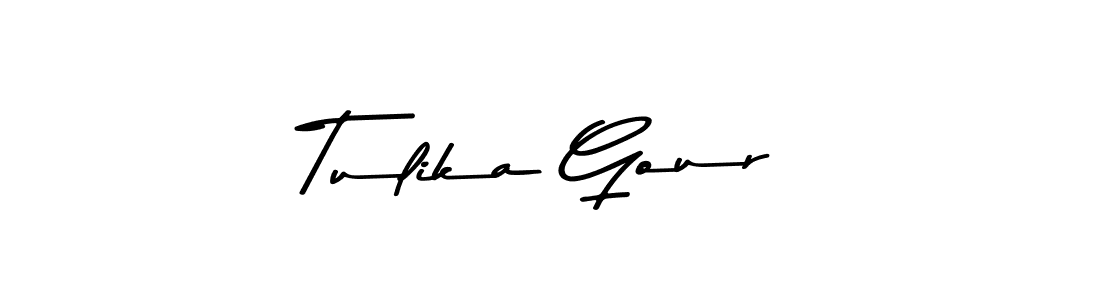 Make a beautiful signature design for name Tulika Gour. With this signature (Asem Kandis PERSONAL USE) style, you can create a handwritten signature for free. Tulika Gour signature style 9 images and pictures png