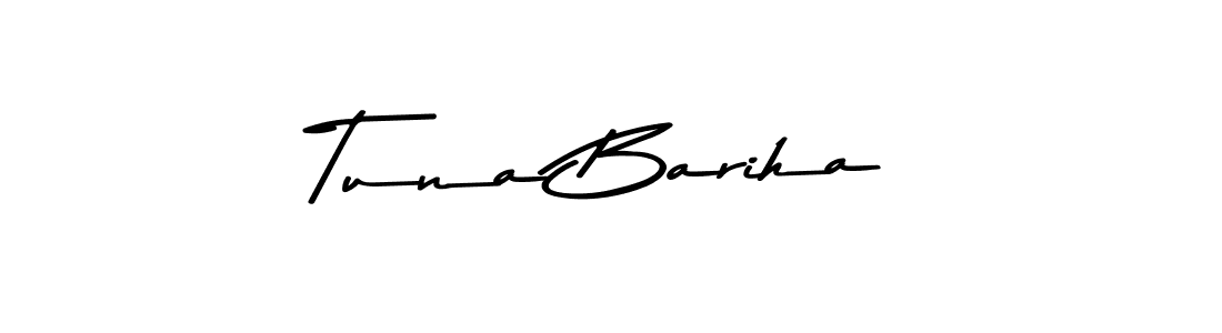 Create a beautiful signature design for name Tuna Bariha. With this signature (Asem Kandis PERSONAL USE) fonts, you can make a handwritten signature for free. Tuna Bariha signature style 9 images and pictures png