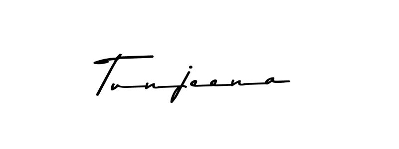 How to make Tunjeena name signature. Use Asem Kandis PERSONAL USE style for creating short signs online. This is the latest handwritten sign. Tunjeena signature style 9 images and pictures png