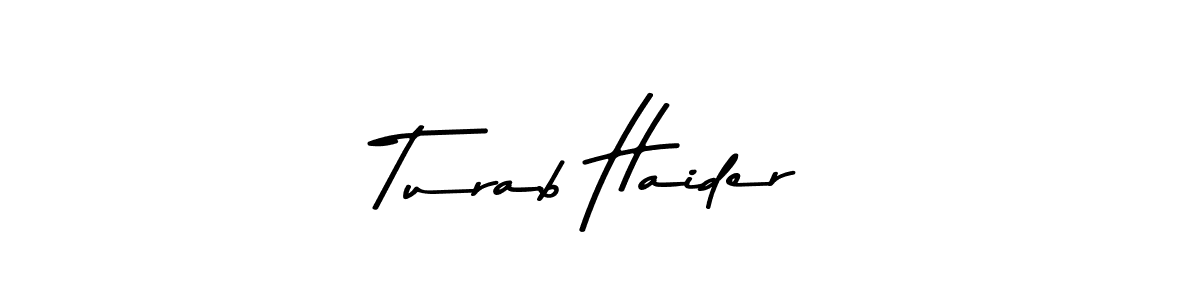 This is the best signature style for the Turab Haider name. Also you like these signature font (Asem Kandis PERSONAL USE). Mix name signature. Turab Haider signature style 9 images and pictures png