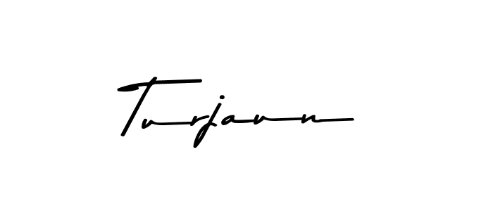 Make a beautiful signature design for name Turjaun. With this signature (Asem Kandis PERSONAL USE) style, you can create a handwritten signature for free. Turjaun signature style 9 images and pictures png