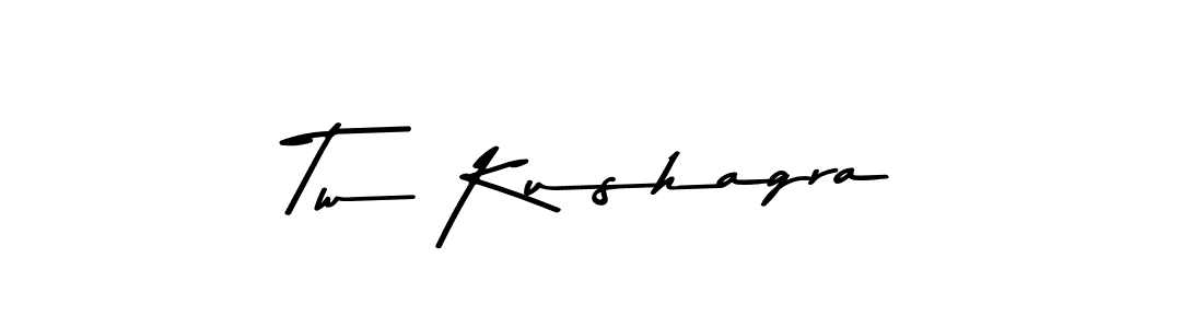 How to make Tw Kushagra name signature. Use Asem Kandis PERSONAL USE style for creating short signs online. This is the latest handwritten sign. Tw Kushagra signature style 9 images and pictures png