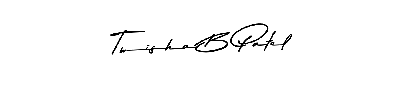 The best way (Asem Kandis PERSONAL USE) to make a short signature is to pick only two or three words in your name. The name Twisha B Patel include a total of six letters. For converting this name. Twisha B Patel signature style 9 images and pictures png