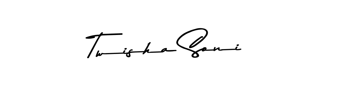 The best way (Asem Kandis PERSONAL USE) to make a short signature is to pick only two or three words in your name. The name Twisha Soni include a total of six letters. For converting this name. Twisha Soni signature style 9 images and pictures png