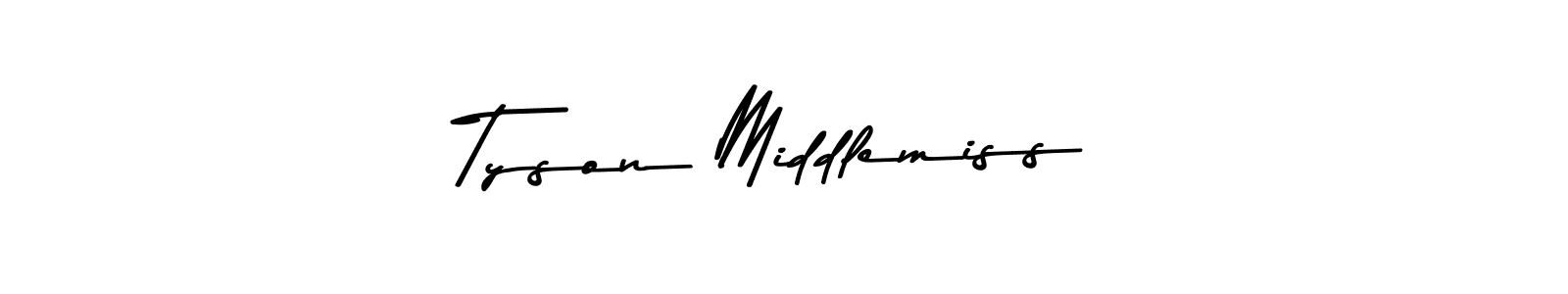 How to make Tyson Middlemiss name signature. Use Asem Kandis PERSONAL USE style for creating short signs online. This is the latest handwritten sign. Tyson Middlemiss signature style 9 images and pictures png