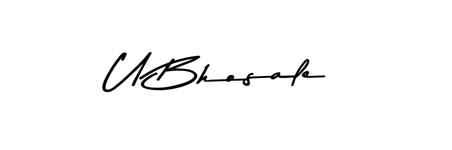 How to make U Bhosale name signature. Use Asem Kandis PERSONAL USE style for creating short signs online. This is the latest handwritten sign. U Bhosale signature style 9 images and pictures png