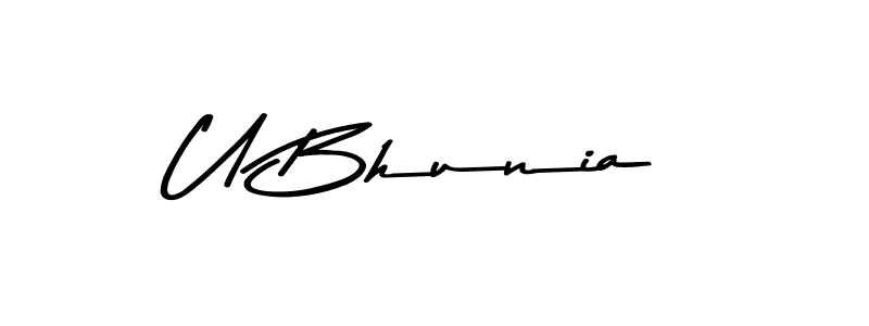 How to make U Bhunia name signature. Use Asem Kandis PERSONAL USE style for creating short signs online. This is the latest handwritten sign. U Bhunia signature style 9 images and pictures png