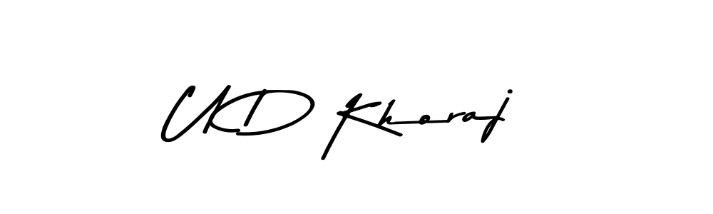How to make U D Khoraj name signature. Use Asem Kandis PERSONAL USE style for creating short signs online. This is the latest handwritten sign. U D Khoraj signature style 9 images and pictures png