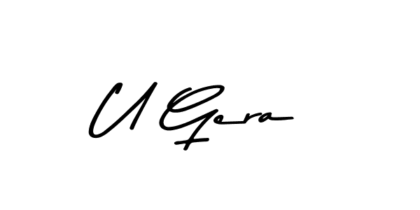 How to make U Gera name signature. Use Asem Kandis PERSONAL USE style for creating short signs online. This is the latest handwritten sign. U Gera signature style 9 images and pictures png