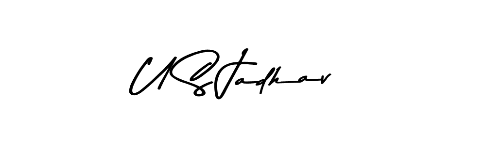 How to make U S Jadhav name signature. Use Asem Kandis PERSONAL USE style for creating short signs online. This is the latest handwritten sign. U S Jadhav signature style 9 images and pictures png