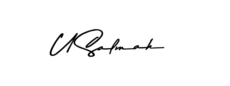 Make a beautiful signature design for name U Salmah. With this signature (Asem Kandis PERSONAL USE) style, you can create a handwritten signature for free. U Salmah signature style 9 images and pictures png