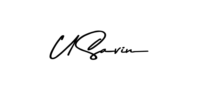 Make a beautiful signature design for name U Savin. With this signature (Asem Kandis PERSONAL USE) style, you can create a handwritten signature for free. U Savin signature style 9 images and pictures png