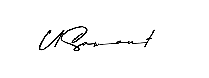 How to make U Sawant name signature. Use Asem Kandis PERSONAL USE style for creating short signs online. This is the latest handwritten sign. U Sawant signature style 9 images and pictures png