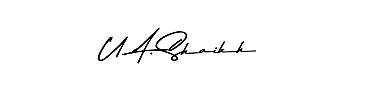 This is the best signature style for the U. A. Shaikh name. Also you like these signature font (Asem Kandis PERSONAL USE). Mix name signature. U. A. Shaikh signature style 9 images and pictures png