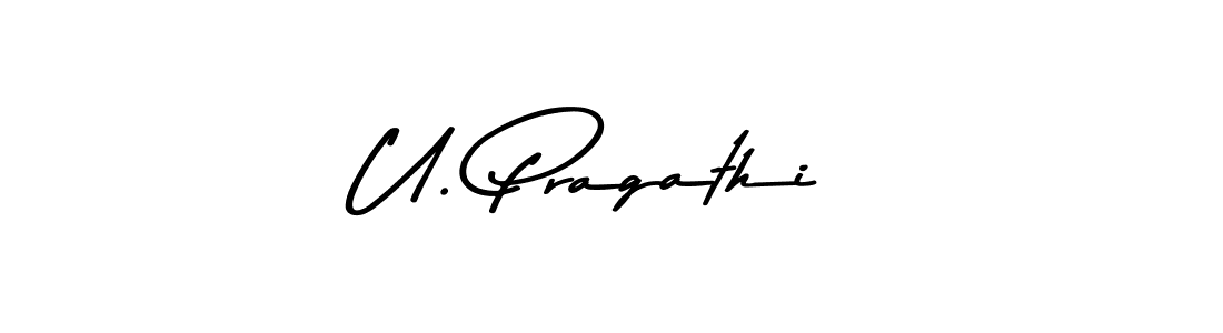 How to make U. Pragathi name signature. Use Asem Kandis PERSONAL USE style for creating short signs online. This is the latest handwritten sign. U. Pragathi signature style 9 images and pictures png