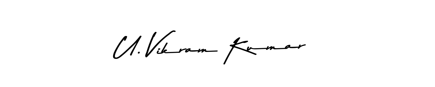 The best way (Asem Kandis PERSONAL USE) to make a short signature is to pick only two or three words in your name. The name U. Vikram Kumar include a total of six letters. For converting this name. U. Vikram Kumar signature style 9 images and pictures png