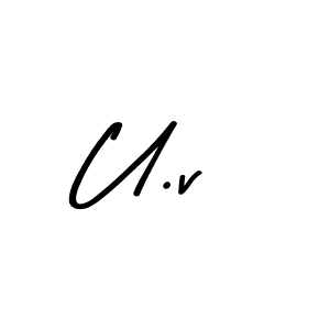 Create a beautiful signature design for name U.v. With this signature (Asem Kandis PERSONAL USE) fonts, you can make a handwritten signature for free. U.v signature style 9 images and pictures png