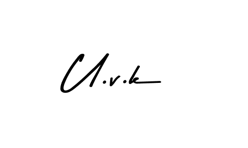 Create a beautiful signature design for name U.v.k. With this signature (Asem Kandis PERSONAL USE) fonts, you can make a handwritten signature for free. U.v.k signature style 9 images and pictures png