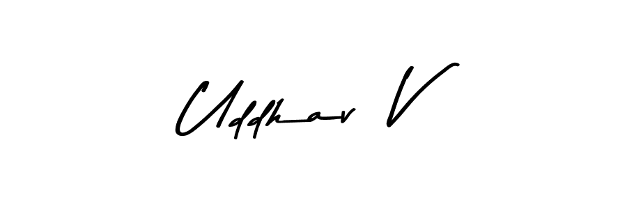 This is the best signature style for the Uddhav  V name. Also you like these signature font (Asem Kandis PERSONAL USE). Mix name signature. Uddhav  V signature style 9 images and pictures png