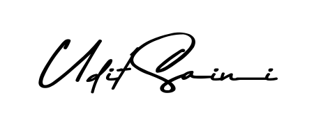 Create your official email sign-off with Udit Saini name in Asem Kandis PERSONAL USE style. Crisp, clean, and perfectly legible across all screens. Udit Saini signature style 9 images and pictures png