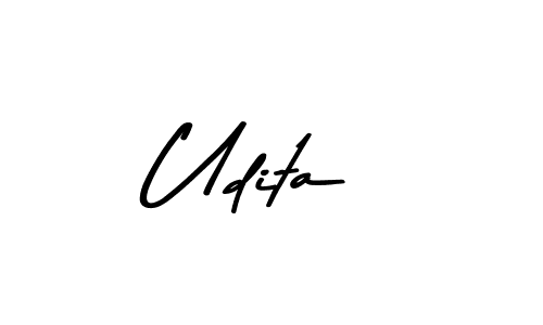 How to make Udita name signature. Use Asem Kandis PERSONAL USE style for creating short signs online. This is the latest handwritten sign. Udita signature style 9 images and pictures png