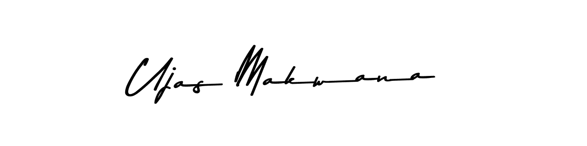 How to make Ujas Makwana name signature. Use Asem Kandis PERSONAL USE style for creating short signs online. This is the latest handwritten sign. Ujas Makwana signature style 9 images and pictures png