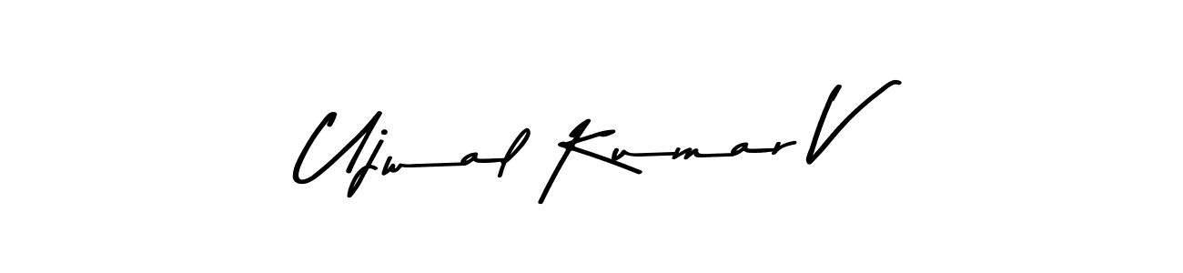 Make a beautiful signature design for name Ujwal Kumar V. With this signature (Asem Kandis PERSONAL USE) style, you can create a handwritten signature for free. Ujwal Kumar V signature style 9 images and pictures png