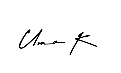 How to make Uma K name signature. Use Asem Kandis PERSONAL USE style for creating short signs online. This is the latest handwritten sign. Uma K signature style 9 images and pictures png