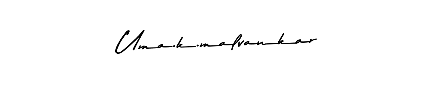 How to make Uma.k.malvankar name signature. Use Asem Kandis PERSONAL USE style for creating short signs online. This is the latest handwritten sign. Uma.k.malvankar signature style 9 images and pictures png
