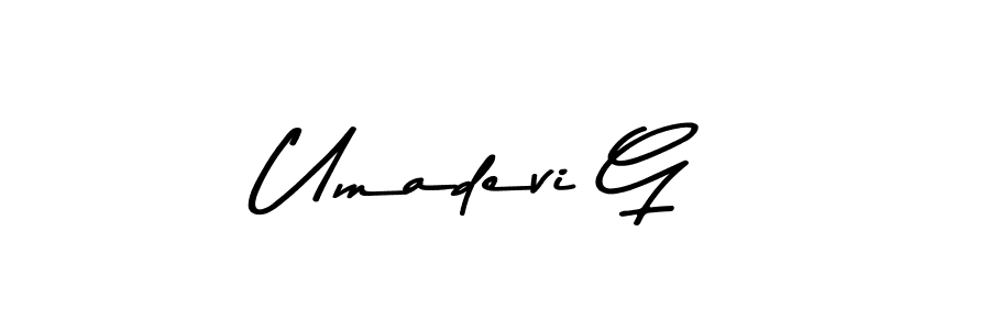 Create a beautiful signature design for name Umadevi G. With this signature (Asem Kandis PERSONAL USE) fonts, you can make a handwritten signature for free. Umadevi G signature style 9 images and pictures png