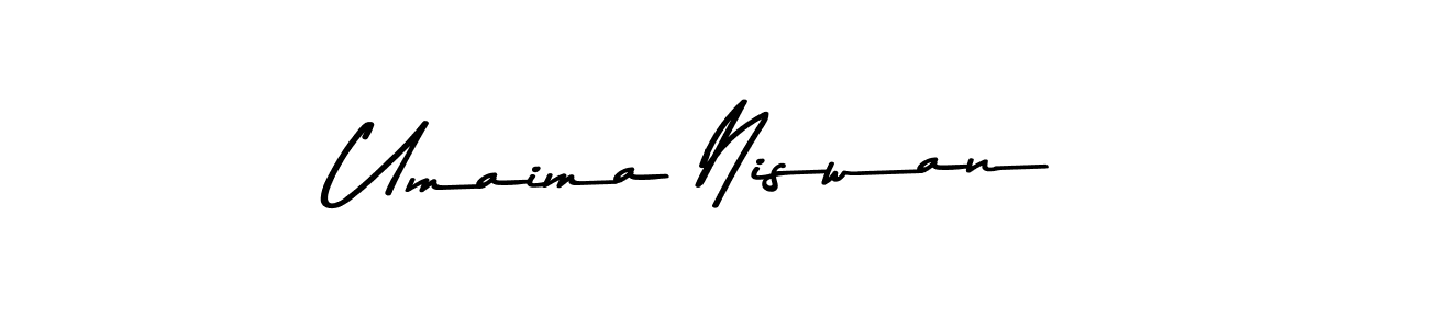 Make a beautiful signature design for name Umaima Niswan. With this signature (Asem Kandis PERSONAL USE) style, you can create a handwritten signature for free. Umaima Niswan signature style 9 images and pictures png