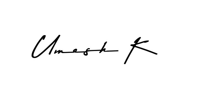 Use a signature maker to create a handwritten signature online. With this signature software, you can design (Asem Kandis PERSONAL USE) your own signature for name Umesh K. Umesh K signature style 9 images and pictures png