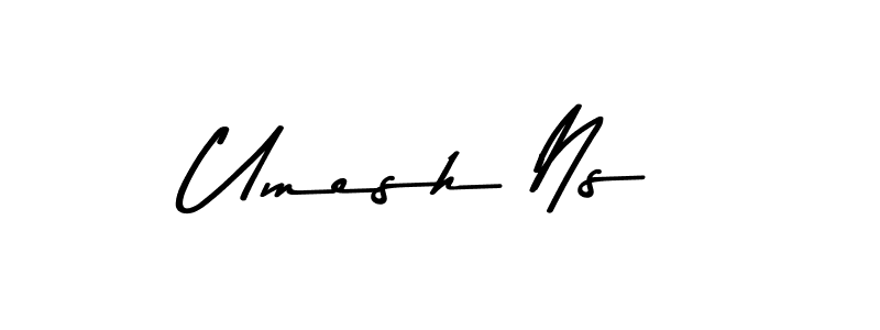 How to make Umesh Ns name signature. Use Asem Kandis PERSONAL USE style for creating short signs online. This is the latest handwritten sign. Umesh Ns signature style 9 images and pictures png