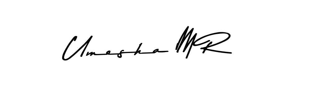 How to make Umesha M R name signature. Use Asem Kandis PERSONAL USE style for creating short signs online. This is the latest handwritten sign. Umesha M R signature style 9 images and pictures png