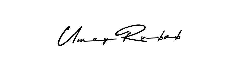 How to make Umey Rubab name signature. Use Asem Kandis PERSONAL USE style for creating short signs online. This is the latest handwritten sign. Umey Rubab signature style 9 images and pictures png