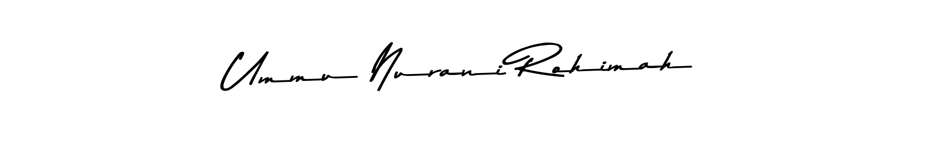 The best way (Asem Kandis PERSONAL USE) to make a short signature is to pick only two or three words in your name. The name Ummu Nurani Rohimah include a total of six letters. For converting this name. Ummu Nurani Rohimah signature style 9 images and pictures png
