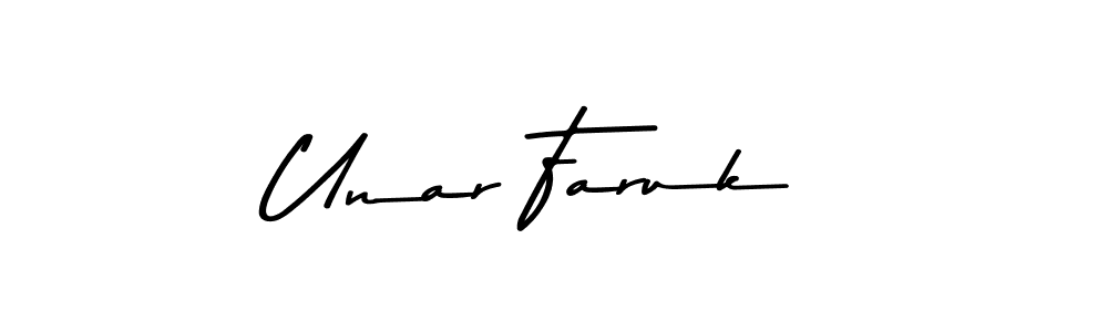 How to make Unar Faruk name signature. Use Asem Kandis PERSONAL USE style for creating short signs online. This is the latest handwritten sign. Unar Faruk signature style 9 images and pictures png