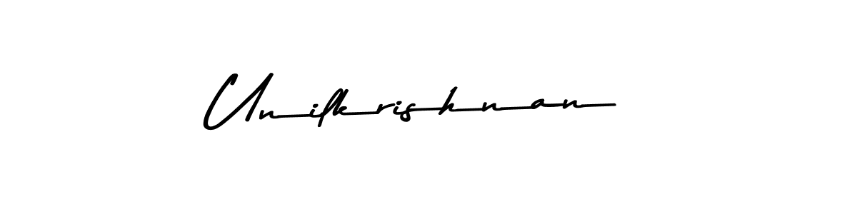 Create a beautiful signature design for name Unilkrishnan. With this signature (Asem Kandis PERSONAL USE) fonts, you can make a handwritten signature for free. Unilkrishnan signature style 9 images and pictures png