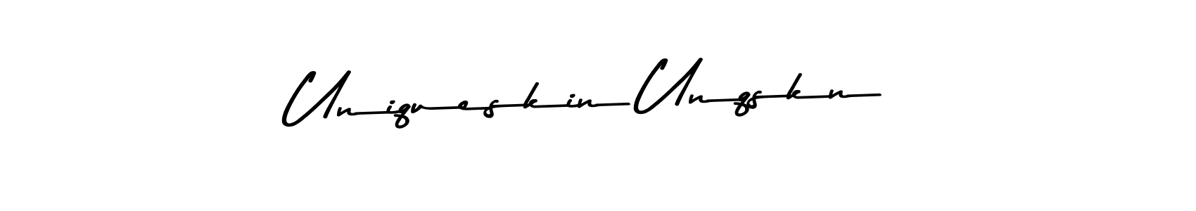 Create a beautiful signature design for name Uniqueskin Unqskn. With this signature (Asem Kandis PERSONAL USE) fonts, you can make a handwritten signature for free. Uniqueskin Unqskn signature style 9 images and pictures png