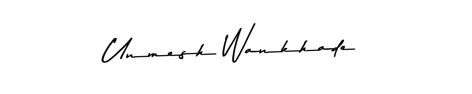 How to make Unmesh Wankhade name signature. Use Asem Kandis PERSONAL USE style for creating short signs online. This is the latest handwritten sign. Unmesh Wankhade signature style 9 images and pictures png