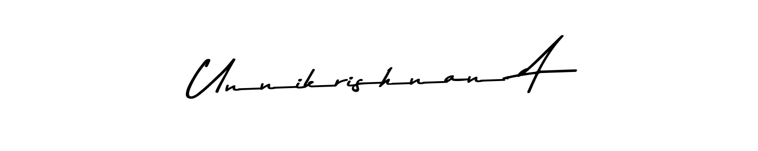 How to make Unnikrishnan. A name signature. Use Asem Kandis PERSONAL USE style for creating short signs online. This is the latest handwritten sign. Unnikrishnan. A signature style 9 images and pictures png