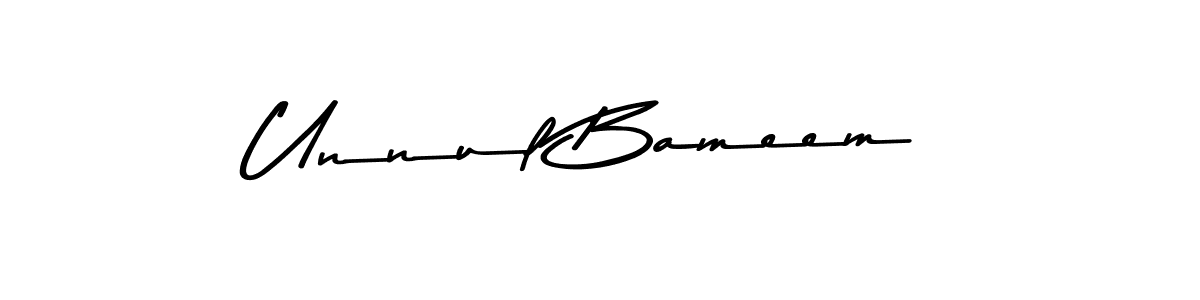 Make a beautiful signature design for name Unnul Bameem. With this signature (Asem Kandis PERSONAL USE) style, you can create a handwritten signature for free. Unnul Bameem signature style 9 images and pictures png