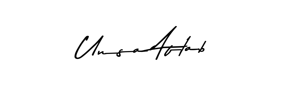 The best way (Asem Kandis PERSONAL USE) to make a short signature is to pick only two or three words in your name. The name Unsa Aftab include a total of six letters. For converting this name. Unsa Aftab signature style 9 images and pictures png