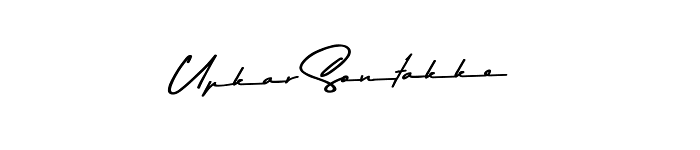 You should practise on your own different ways (Asem Kandis PERSONAL USE) to write your name (Upkar Sontakke) in signature. don't let someone else do it for you. Upkar Sontakke signature style 9 images and pictures png