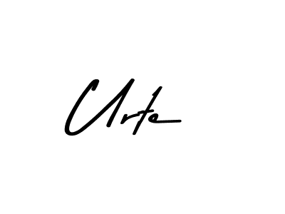 How to make Urte name signature. Use Asem Kandis PERSONAL USE style for creating short signs online. This is the latest handwritten sign. Urte signature style 9 images and pictures png
