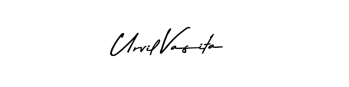 Create a beautiful signature design for name Urvil Vasita. With this signature (Asem Kandis PERSONAL USE) fonts, you can make a handwritten signature for free. Urvil Vasita signature style 9 images and pictures png
