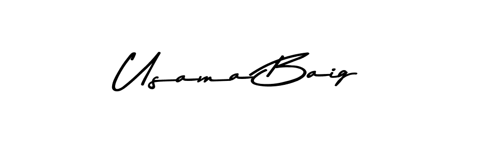 How to make Usama Baig name signature. Use Asem Kandis PERSONAL USE style for creating short signs online. This is the latest handwritten sign. Usama Baig signature style 9 images and pictures png